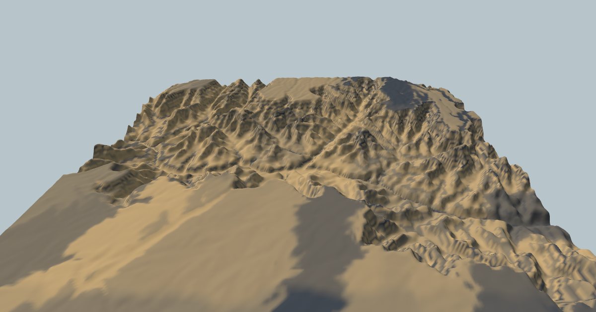 The Grand Canyon in Erode Lab's Rock view, harder rock shaded darker and softer rock tan