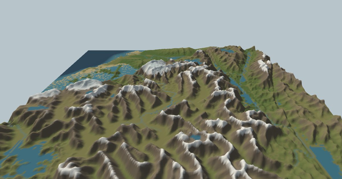 The Milford Sound area after a million simulated years